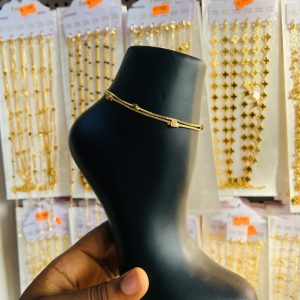 Gold 2 lines block anklet