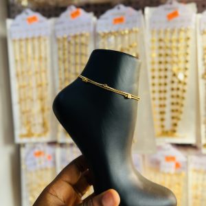 Gold 2 lines block anklet