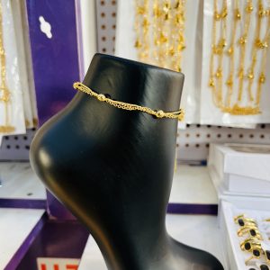 Twirl 2 line ball gold anklet