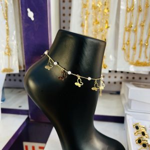 Open pearl butterfly anklet