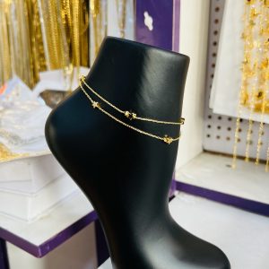 Gold 2 line star anklet
