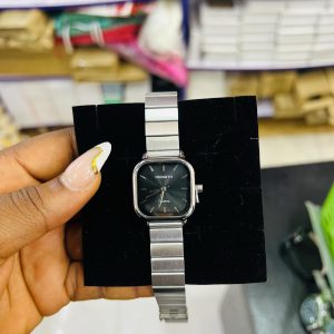 Rebirth silver square white face watch