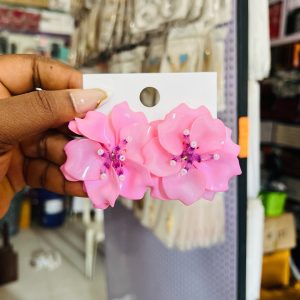 Pink flower earrings