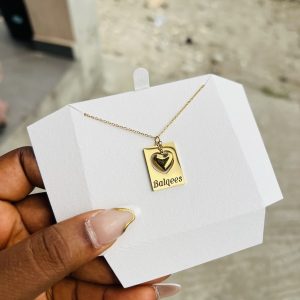 Engraved Square love necklace