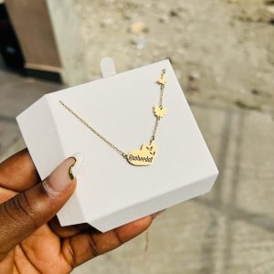 Engraved 3 step butterfly necklace