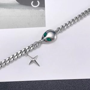 Urban male green eye necklace