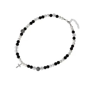 Urban all beaded male cross neckl