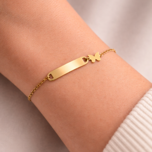 Engraved butterfly female bracelet with box