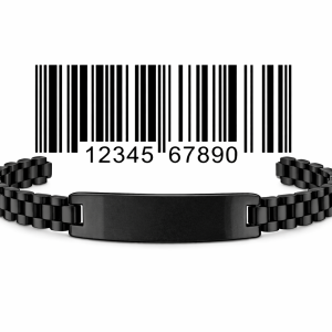 Back barcode 12mm black bracelet with box