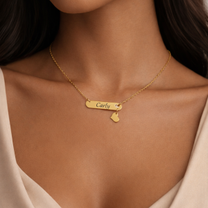 Engraved love dropping female necklace with box