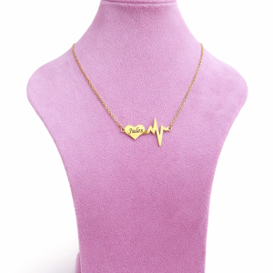 Engraved pulse gemstone female necklace