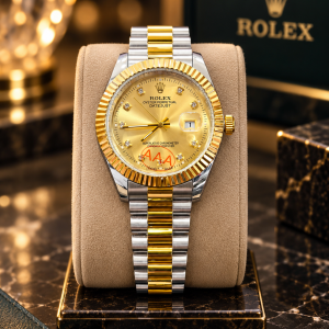 Engraved Rolex Male gold two toned watch