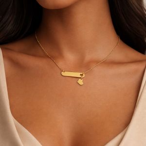 Engraved love dropping female necklace with box