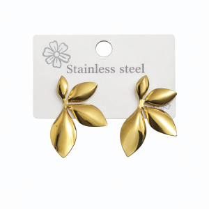 steel gold flower earrings