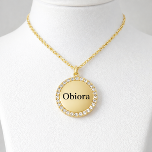 Engraved stones circle necklace