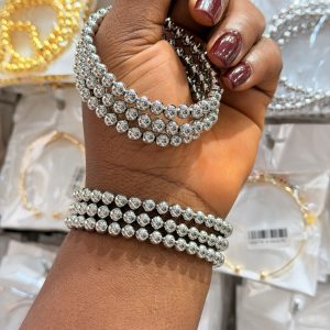 3 in 1 silver beaded bracelet