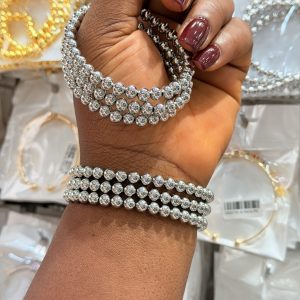 3 in 1 silver beaded bracelet