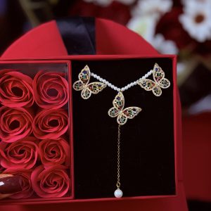 Multi colored Pearls butterfly zirconia