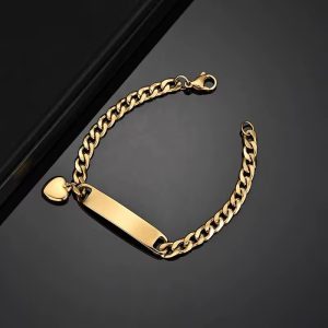 Engraved heart Cuban bracelet with box