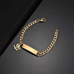 Engraved love Cuban bracelet with box