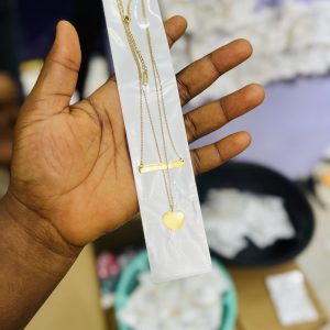 Engraved double heart necklace with box