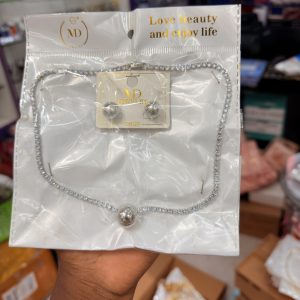 Silver Tennis Necklace Set