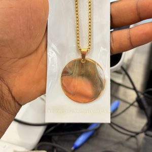 Engraved circle necklace with box