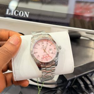 Rolex silver pink face male