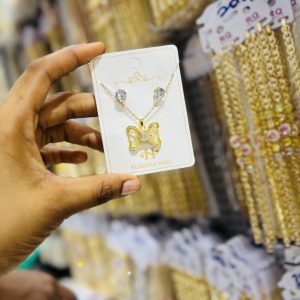 Gold Steel Bow Tie Set