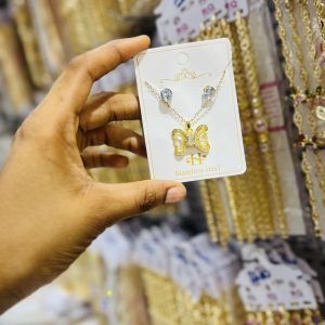 Gold Steel Bow Tie Set