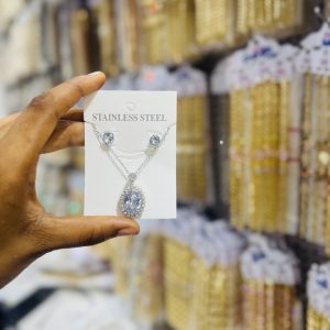 Silver Steel Oval Set