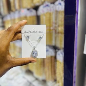 Silver Steel Oval Set