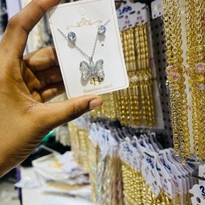 Silver Steel Bow Tie Set