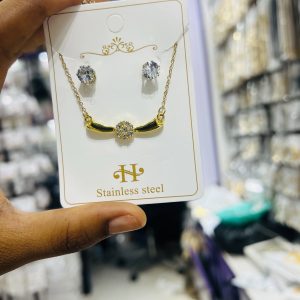 Steel Gold Stoned Set