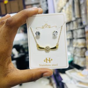 Steel Gold Stoned Set