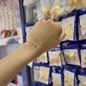 Gold Green Stone Bracelet and Ring