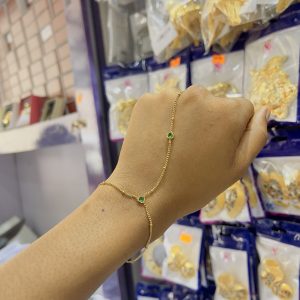 Gold Green Stone Bracelet and Ring