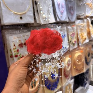 Red Pearl Flower Earrings