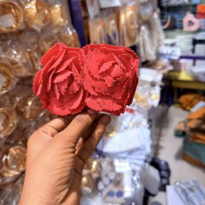 Red Shiny Flower Earrings