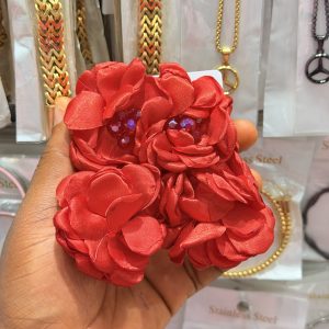 Red rose flower earring