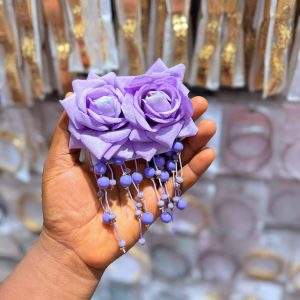 Purple rose earrings