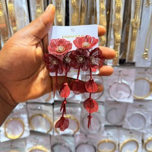 Red floral earrings