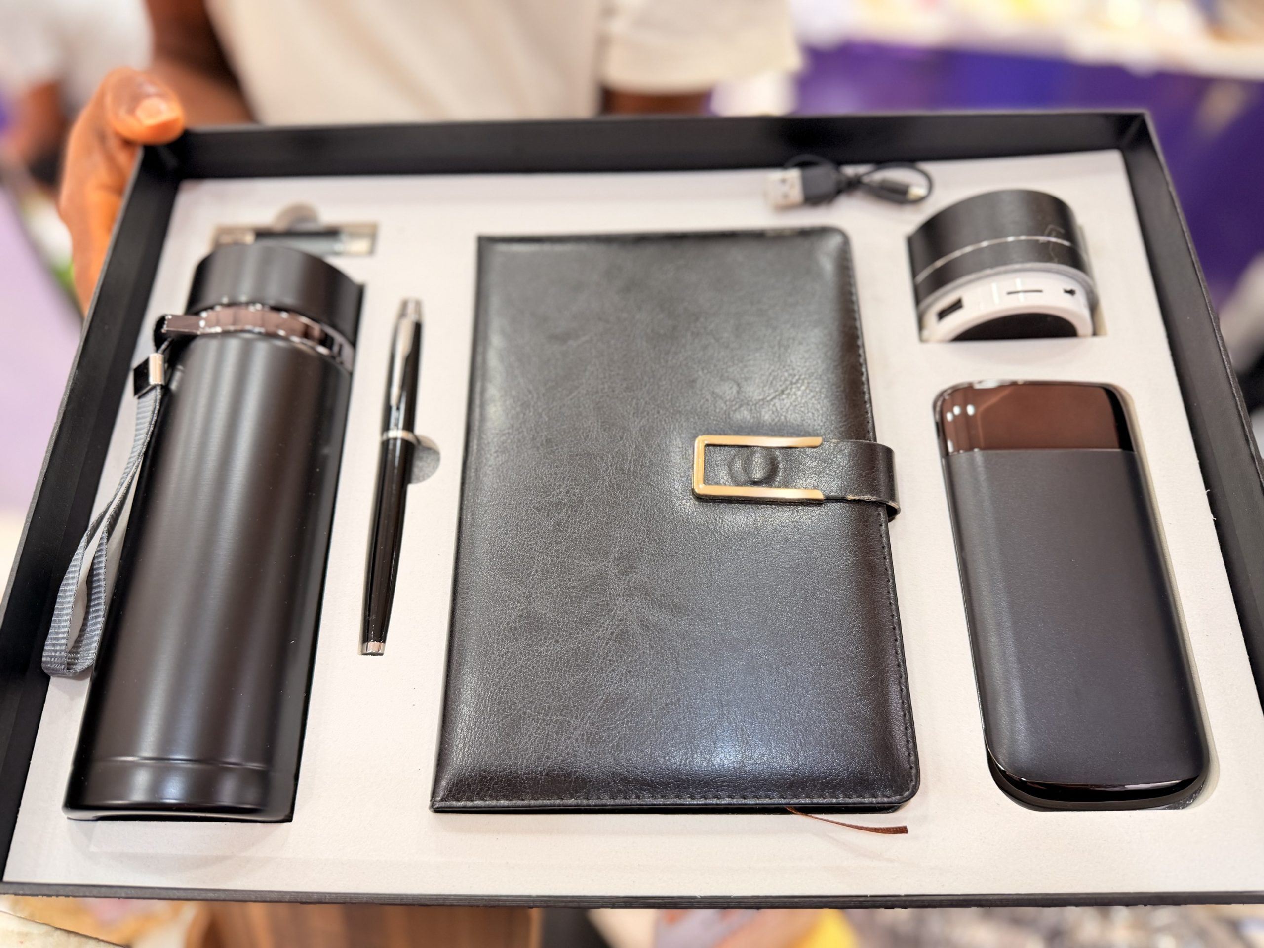 Black Engraved luxury gift set 24 karat plated