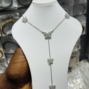 Butterfly silver dropping necklace