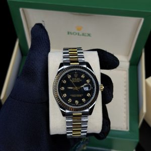 Rolix two toned black face watch