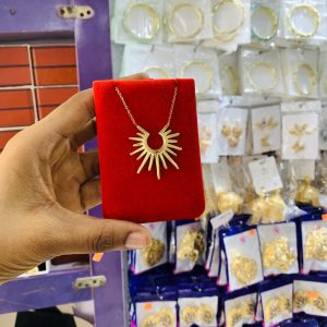 Steel Gold Sun Necklace