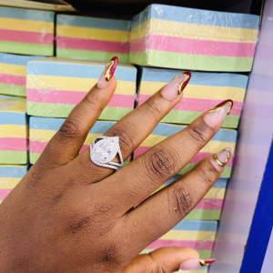 Silver almond wedding ring size 6