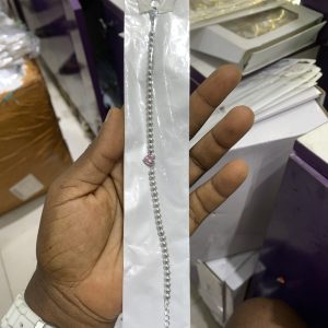 Silver bracelet with pink stone 008