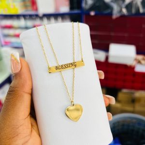 Engraved double heart necklace
