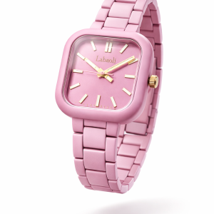 Labaoli pink ceramic watch with box